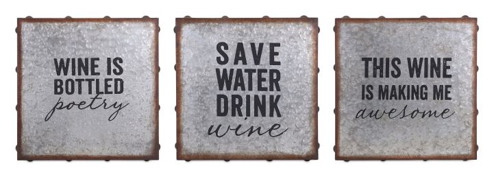 Unique Maxwell Galvanized Wine Wall decor - Assorted 3