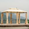 Outdoor Gazebo Steel Fabric Rectangle Soft Top Gazebo Outdoor Patio Dome Gazebo with Removable Curtains