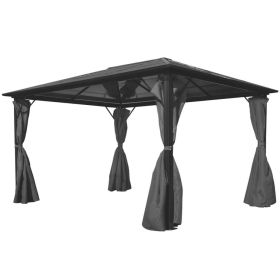 Gazebo with Curtain Anthracite Aluminum 157.5"x118.1"
