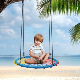 40 Inch Spider Web Round Rope Swing with Adjustable Ropes and 2 Carabiners XH