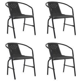 Patio Chairs 4 pcs Plastic Rattan and Steel 242.5 lb