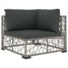 6 Piece Garden Lounge Set with Cushions Poly Rattan Gray
