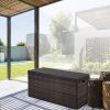 Outdoor Patio Wicker Storage Box - Resin Rattan Pool Storage Box with Lid, Garden Deck Bin