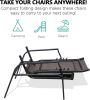 Patio Outdoor Chaise Lounge Chairs, Folding Sling Reclining Chaise Lounger Chair Fit Beach Yard Pool Patio with 5 Adjustable Positions, Brown Frame