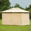 Outdoor Gazebo Steel Fabric Rectangle Soft Top Gazebo Outdoor Patio Dome Gazebo with Removable Curtains