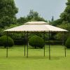 Outdoor Gazebo Steel Fabric Rectangle Soft Top Gazebo Outdoor Patio Dome Gazebo with Removable Curtains