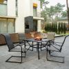 MEOOEM Patio C Spring Dining Chairs set of 2 Outdoor Textilene Metal Chairs Weather Resistant Modern Furniture for Garden Backyard