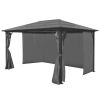 Gazebo with Curtain Anthracite Aluminum 157.5"x118.1"