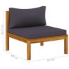 Sectional Middle Sofa with Dark Gray Cushions Solid Acacia Wood