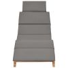 Folding Sun Lounger with Dark Gray Cushion Solid Teak Wood