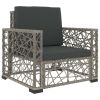 6 Piece Garden Lounge Set with Cushions Poly Rattan Gray