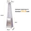 Outdoor Patio Pyramid Propane Space Heater,46000 BTU,Portable Flame Heater,With Wheels,Stainless Steel Color