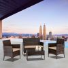 2pcs Arm Chairs 1pc Love Seat & Tempered Glass Coffee Table Rattan Sofa Set Brown Gradient-dk
