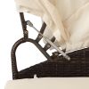 Patio Furniture Round Outdoor Sectional Sofa Set Rattan Daybed Sunbed with Retractable Canopy, Separate Seating and Removable Cushion (Beige)