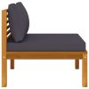Sectional Middle Sofa with Dark Gray Cushions Solid Acacia Wood