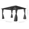 Gazebo with Curtain Anthracite Aluminum 157.5"x118.1"