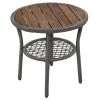 Patio 3-Piece Bistro Set Woven-Rope Conversation Set with Wood Tabletop and Cushions for Balcony, Gray Rope+Beige Fabric