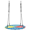 40 Inch Spider Web Round Rope Swing with Adjustable Ropes and 2 Carabiners XH