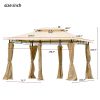 Outdoor Gazebo Steel Fabric Rectangle Soft Top Gazebo Outdoor Patio Dome Gazebo with Removable Curtains