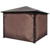 Gazebo with Curtain Brown Aluminum 10' x 10'