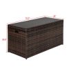 Outdoor Patio Wicker Storage Box - Resin Rattan Pool Storage Box with Lid, Garden Deck Bin