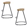 DunaWest Ela 24 Inch Mango Wood Industrial Counter Height Stool, Saddle Seat, Iron, Set of 2, Natural, Black