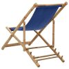 Deck Chair Bamboo and Canvas Navy Blue