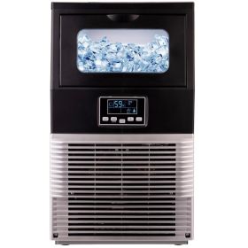 Commercial Home Standing Ice Maker With Ice Scoop And LED Display 66LBS/24H (Color: Silver)