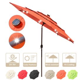 10Ft 3-Tiers 32LEDS Patio Umbrella Fruit Orange (Warehouse: GA02)