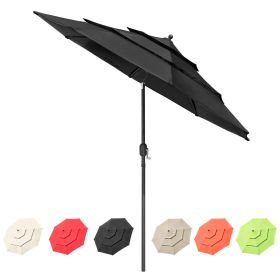10Ft 3-Tiers Patio Umbrella Black (Warehouse: GA02)
