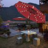 9ft Aluminum Patio Umbrella w/ 32 LEDs Red
