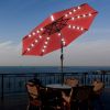 9ft Aluminum Patio Umbrella w/ 32 LEDs Red