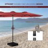 15 FT Outdoor Umbrella Double-Sided Patio Market Umbrella with Base, Crank, 100% Polyester Canopy