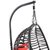 Foldable Hanging Chair, Wicker Egg Chair With Stand For Outside, 300 LBS Capacity (Grey or Red)