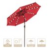 9ft Aluminum Patio Umbrella w/ 32 LEDs Red