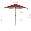 Outdoor Patio 8.6-Feet Market Table Umbrella with Push Button Tilt and Crank[Umbrella Base is not Included]