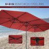 15 FT Outdoor Umbrella Double-Sided Patio Market Umbrella with Base, Crank, 100% Polyester Canopy