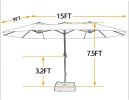 15 FT Outdoor Umbrella Double-Sided Patio Market Umbrella with Base, Crank, 100% Polyester Canopy