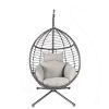Outdoor Furniture, PE Rattan Hanging Swing Chair With Stand, Water-resistant Cushion
