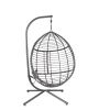 Outdoor Furniture, PE Rattan Hanging Swing Chair With Stand, Water-resistant Cushion