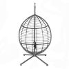 Outdoor Furniture, PE Rattan Hanging Swing Chair With Stand, Water-resistant Cushion
