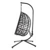 Foldable Hanging Chair, Wicker Egg Chair With Stand For Outside, 300 LBS Capacity (Grey or Red)