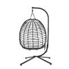 Foldable Hanging Chair, Wicker Egg Chair With Stand For Outside, 300 LBS Capacity (Grey or Red)