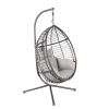 Outdoor Furniture, PE Rattan Hanging Swing Chair With Stand, Water-resistant Cushion