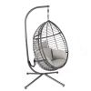 Outdoor Furniture, PE Rattan Hanging Swing Chair With Stand, Water-resistant Cushion