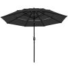 10Ft 3-Tiers Patio Umbrella Black